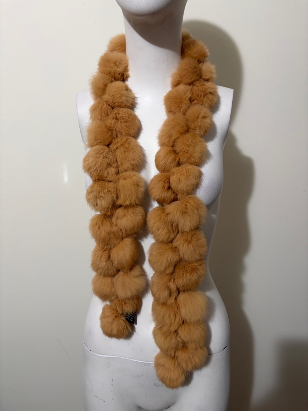 Beige 100% Rabbit Fur Scarf - Picture 2 of 6
